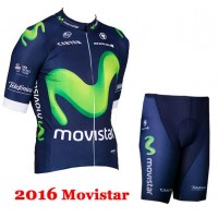 2016 Movistar Radbekleidung Radtrikot Kurzarm und Fahrradhosen Kurz Radtrikot Kaufen