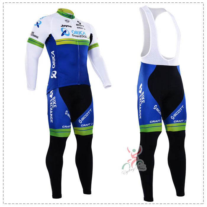 2016 orica greenedge Fahrradbekleidung Radtrikot Satz Langarm und Lange Trägerhose Radtrikot Kaufen