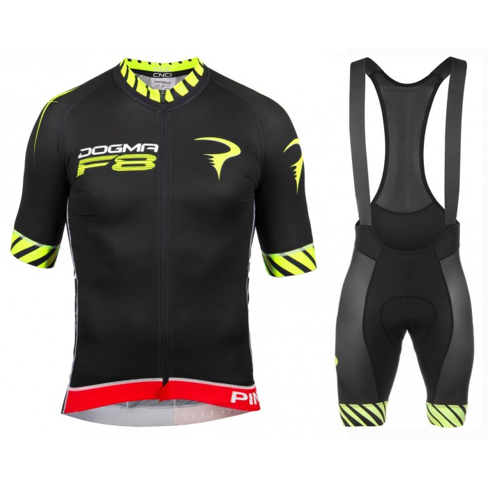 2016 Pinarello Dogma F8 schwarz-gelb Fahrradbekleidung Satz Radtrikot Kurzarm+Kurz Trägerhose Radtrikot Kaufen