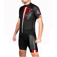 2016 Pinarello Corsa Rhino schwarz-rot Fahrradbekleidung Satz Radtrikot Kurzarm+Kurz Trägerhose Radtrikot Kaufen