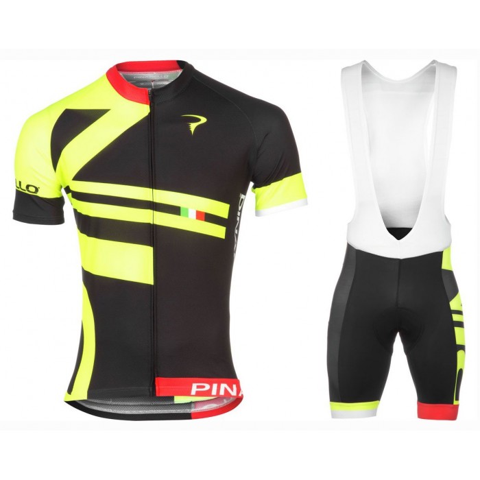 2016 Pinarello Bandiera schwarz-geel Fahrradbekleidung Satz Radtrikot Kurzarm+Kurz Trägerhose Radtrikot Kaufen