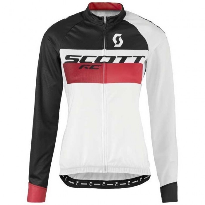 2016 Scott RC Weiß-Schwarz-Rot Damen Radtrikot Langarm Radtrikot Kaufen