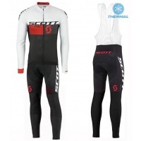 2016 Scott RC Weiß-Schwarz-Rot thermisch Fahrradbekleidung Satz Radtrikot Langarm+Lang Trägerhose Radtrikot Kaufen