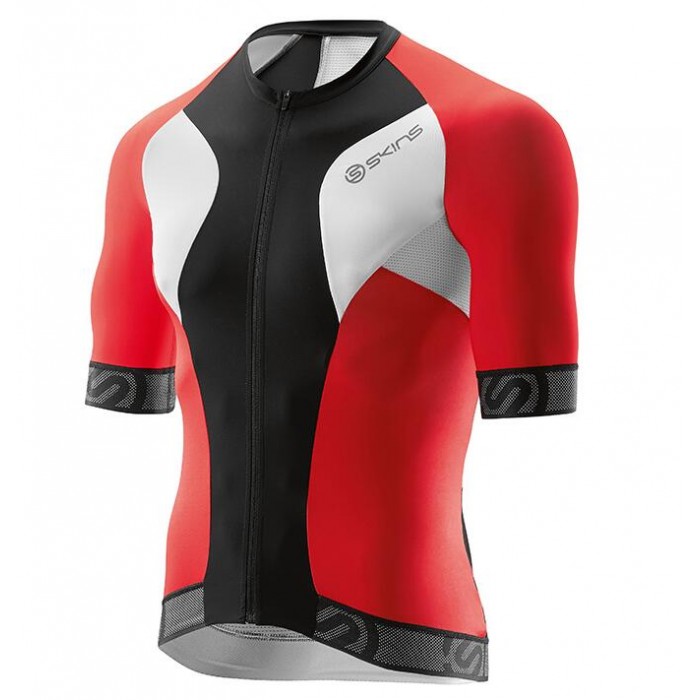 2016 Skins Tremola Radtrikot Kurzarm rot schwarz Weiß Radtrikot Kaufen