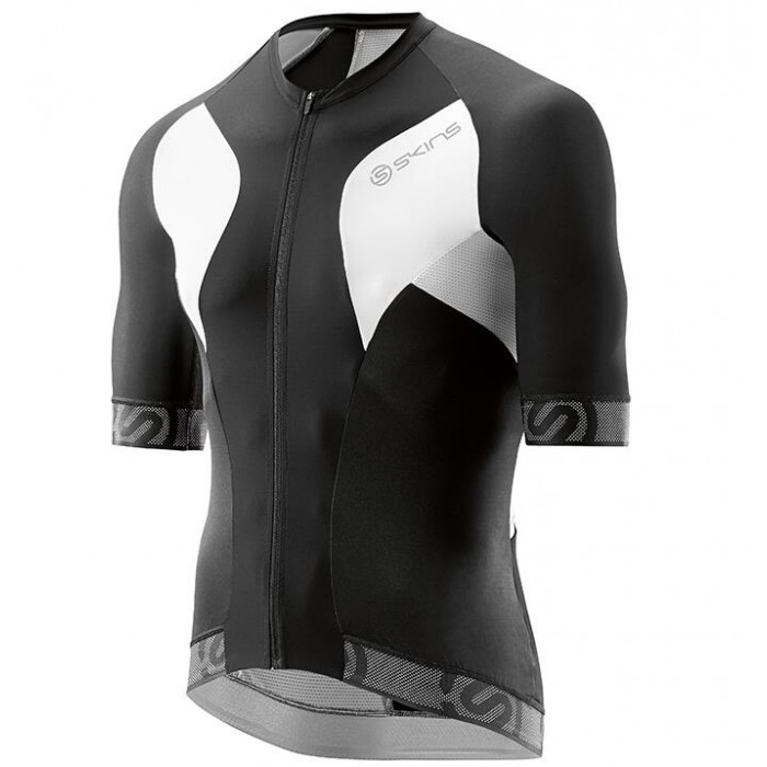 2016 Skins Tremola Radtrikot Kurzarm schwarz Weiß Radtrikot Kaufen