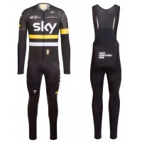 2016 Team Sky IV Schwarz-Gelb Fahrradbekleidung Satz Radtrikot Langarm+Lang Trägerhose Radtrikot Kaufen