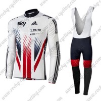 2016 Team SKY British Winter Fahrradbekleidung Radtrikot Satz Langarm und Lange Trägerhose Radtrikot Kaufen