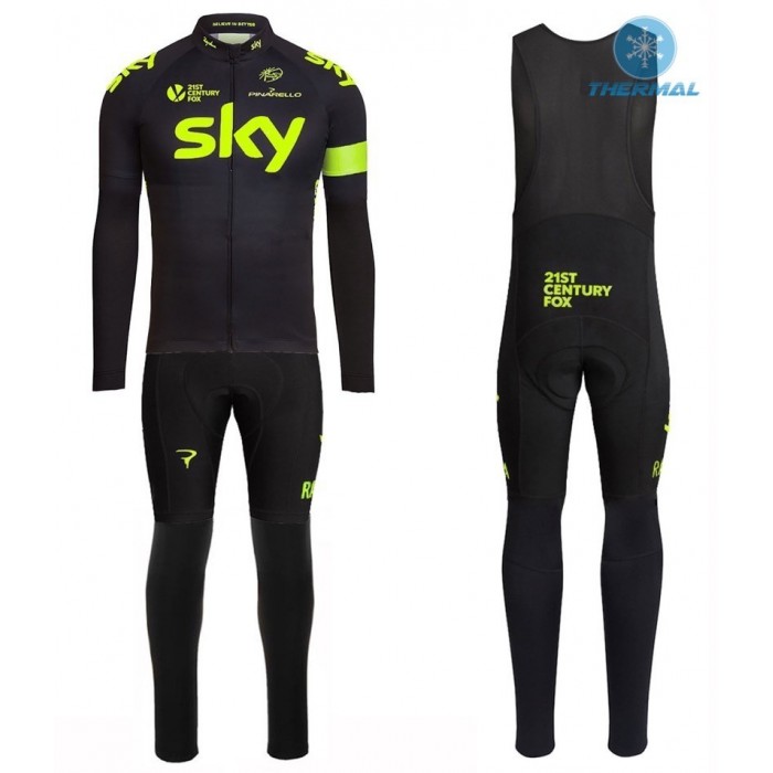 2016 Sky Team Fluo Ausgabe thermisch Fahrradbekleidung Satz Radtrikot Langarm+Lang Trägerhose Radtrikot Kaufen