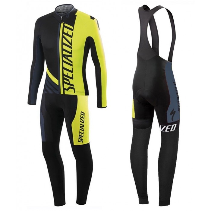 2016 Specialized Pro Team SZK Schwarz-Grün Fluo Fahrradbekleidung Satz Radtrikot Langarm+Lang Trägerhose Radtrikot Kaufen