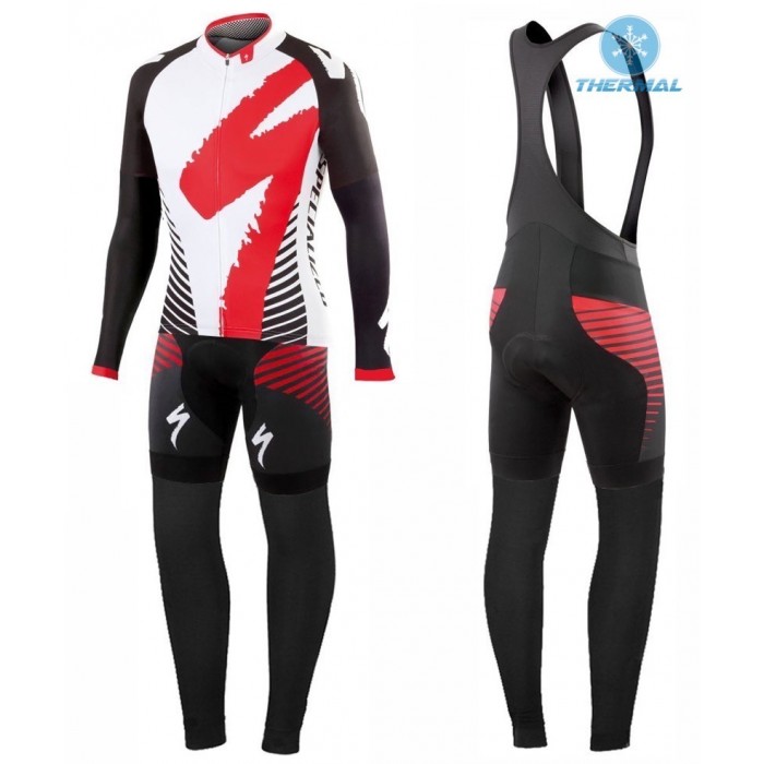 2016 Specialized Team LS Weiß-Rot thermisch Fahrradbekleidung Satz Radtrikot Langarm+Lang Trägerhose Radtrikot Kaufen