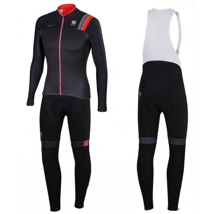 2016 Sportful JSW Schwarz Fahrradbekleidung Satz Radtrikot Langarm+Lang Trägerhose Radtrikot Kaufen