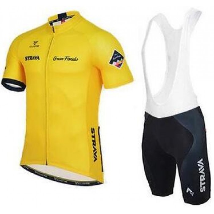 2016 Strava gelb Fahrradbekleidung Satz Fahrradtrikot Kurzarm Trikot und Kurz Trägerhose Radtrikot Kaufen