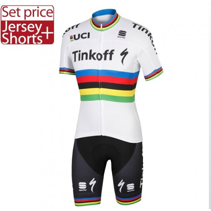 2016 TINKOFF World Champion Radbekleidung Radtrikot Kurzarm und Fahrradhosen Kurz Radtrikot Kaufen
