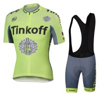 2016 Tinkoff Saxo Bank Fluo Light Green Fahrradbekleidung Satz Fahrradtrikot Kurzarm Trikot und Kurz Trägerhose Radtrikot Kaufen