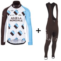 2017 AG2R La Mondiale Weiß Fahrradbekleidung Satz Radtrikot Langarm+Lang Trägerhose Radtrikot Kaufen