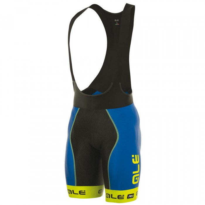 2017 Ale Graphics PRR Bermuda Kurz Trägerhose Blau Gelb Fluo Radtrikot Kaufen