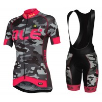 2017 Damen Ale Graphics PRR Camo Schwarz-Rose Fahrradbekleidung Satz Radtrikot Kurzarm+Kurz Trägerhose Radtrikot Kaufen