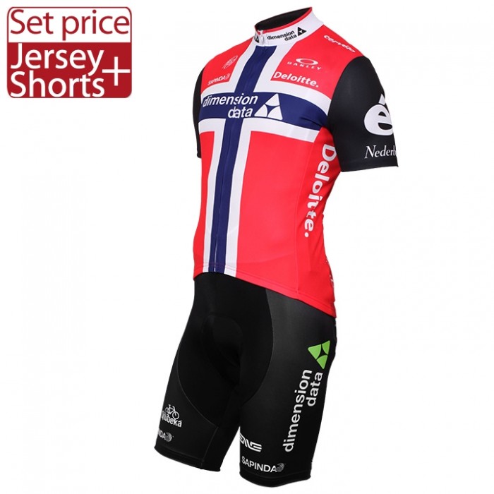 DIMENSION DATA 2017 Norwegian Champion Fahrradbekleidung Satz Radtrikot Kurzarm+Kurz Radhose Radtrikot Kaufen