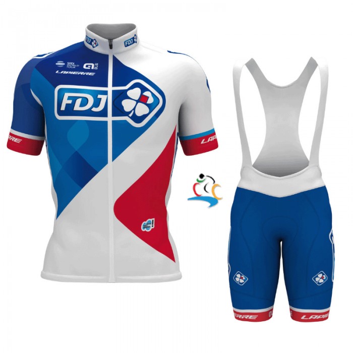 FDJ Pro 2017 Fahrradbekleidung Satz Radtrikot Kurzarm+Kurz Trägerhose Radtrikot Kaufen