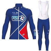 FDJ Pro 2017 Blau Fahrradbekleidung Satz Radtrikot Langarm+Lang Trägerhose Radtrikot Kaufen