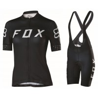 2017 Team FOX Damen Schwarz Weiß Fahrradbekleidung Satz Radtrikot Kurzarm+Kurz Trägerhose Radtrikot Kaufen