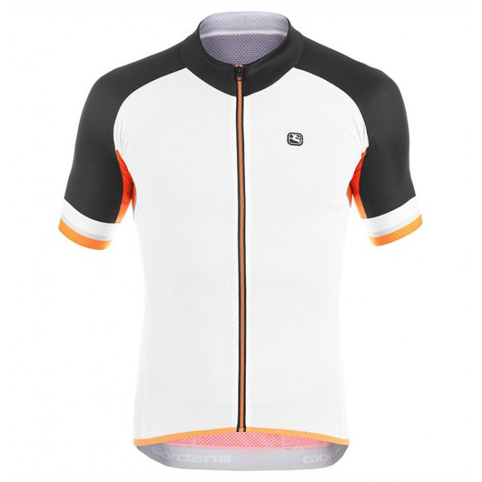2017 Giordana Silber Line Weiß-Noir-orange Radtrikot Kurzarm Radtrikot Kaufen