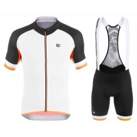 2017 Giordana Silber Line Weiß-Noir-orange Fahrradbekleidung Satz Radtrikot Kurzarm+Kurz Trägerhose Radtrikot Kaufen