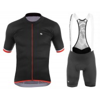 2017 Giordana Silber Line Schwarz-Rot Fahrradbekleidung Satz Radtrikot Kurzarm+Kurz Trägerhose Radtrikot Kaufen