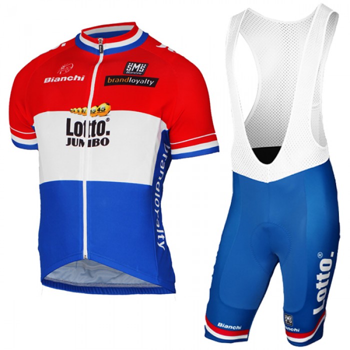 2017 LOTTO JUMBO Netherlands Rot Blau Fahrradbekleidung Satz Radtrikot Kurzarm+Kurz Trägerhose Radtrikot Kaufen