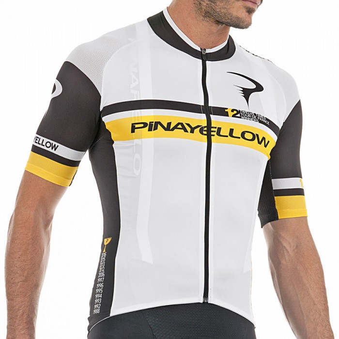 2017 Pinarello 12th Tour de France Radtrikot Kurzarm-Weiß Schwarz Radtrikot Kaufen