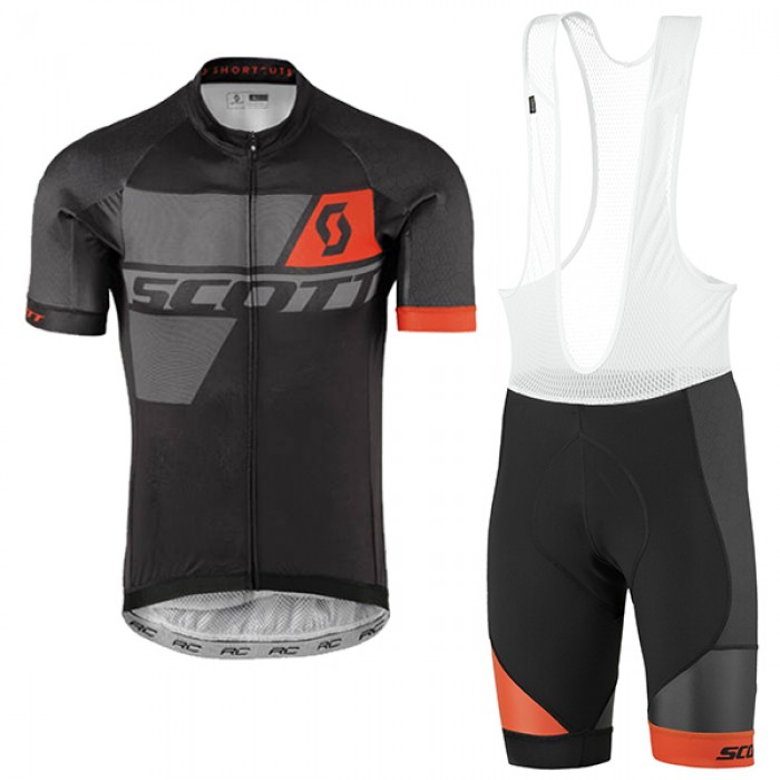 2017 Scott Schwarz Rot Fahrradbekleidung Satz Radtrikot Kurzarm+Kurz Trägerhose Radtrikot Kaufen