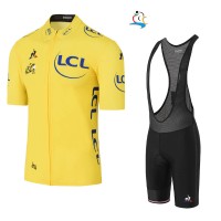 2017 Tour de France Gelb Fahrradbekleidung Satz Radtrikot Kurzarm+Kurz Trägerhose Schwarz Radtrikot Kaufen