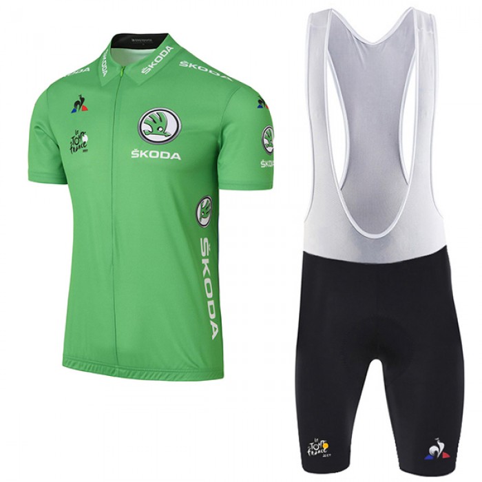 2017 Tour de France Grün Fahrradbekleidung Satz Radtrikot Kurzarm+Kurz Trägerhose Radtrikot Kaufen