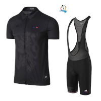 2017 Tour de France Schwarz Fahrradbekleidung Satz Radtrikot Kurzarm+Kurz Trägerhose Schwarz Radtrikot Kaufen