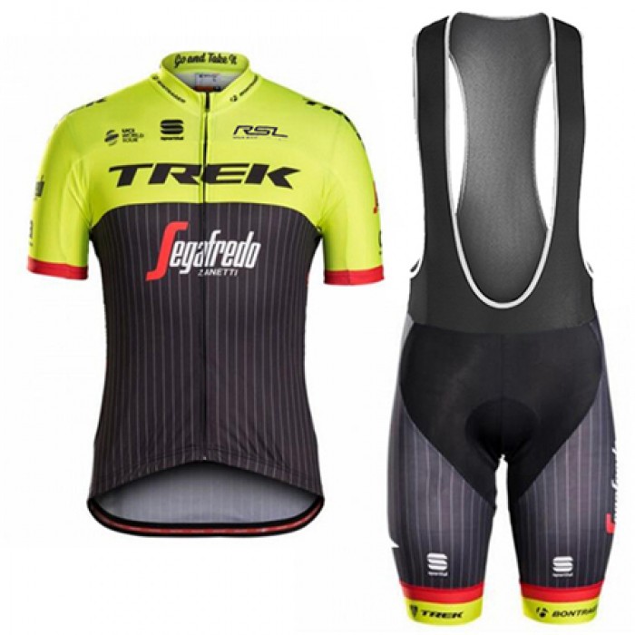 Trek Segafredo 2017 Fahrradbekleidung Satz Radtrikot Kurzarm+Kurz Trägerhose Gelb Radtrikot Kaufen