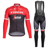 Trek Segafredo 2017 Fahrradbekleidung Satz Radtrikot Langarm+Lang Trägerhose Rot Radtrikot Kaufen